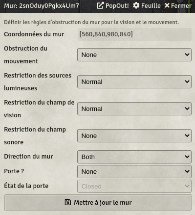 Options de mur